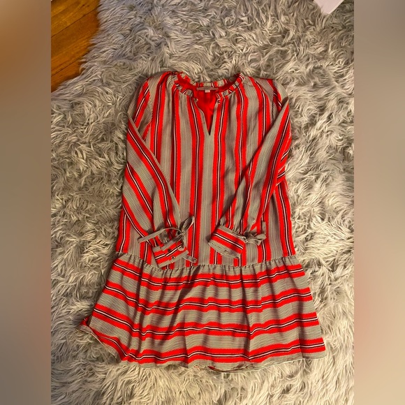 LOFT Red and Black Striped Mini Dress - Picture 1 of 3